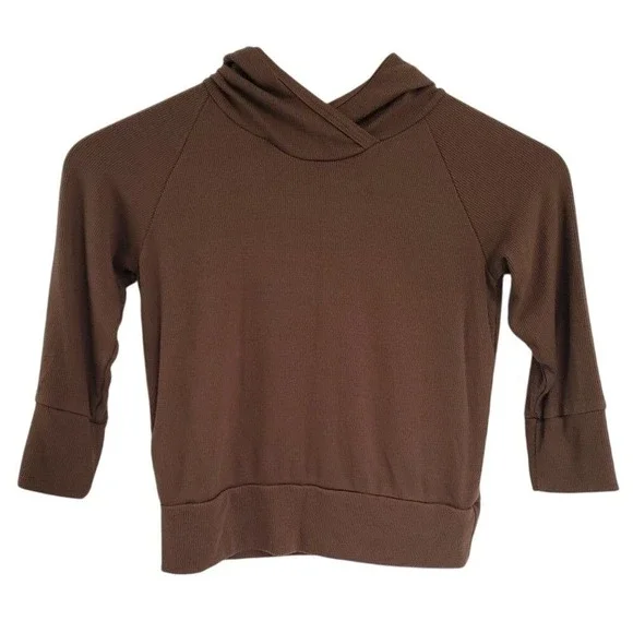 Childhoods Kid's Rib Knit Trademark Hoodie Mocha Sweatshirt‎ Size 3T Brown USA