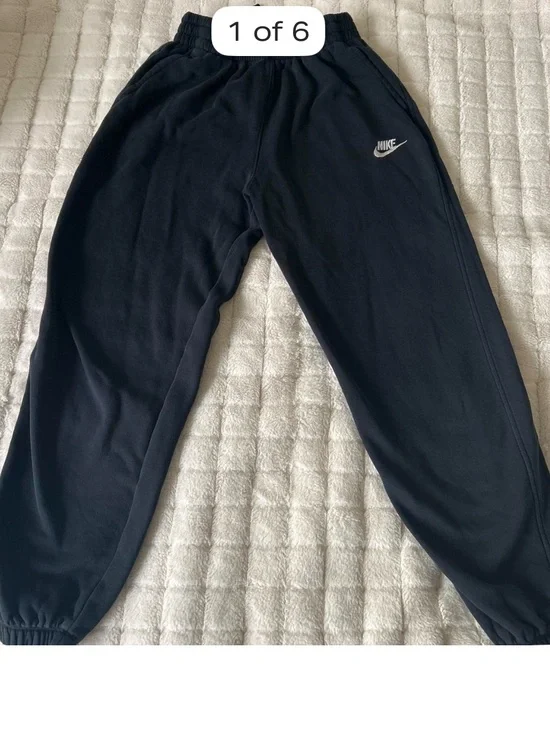 Nike Kids Black Jogger Sweatpants with White Swoosh