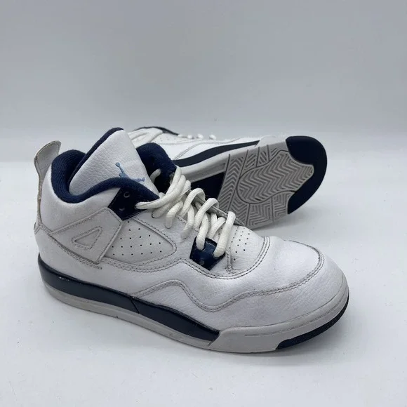 Jordan 4 Retro LS Legend Boys' Size 3Y Sneakers 707430-107 White Navy Blue Shoes