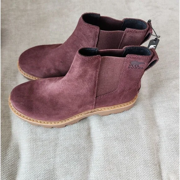 Sorel Women's Burgundy Size 8 Revel RD Chelsea Waterproof Boots NWOB