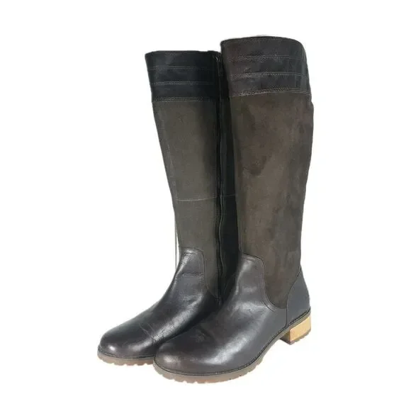 Timberland Women's Bethel Heights US9 Brown Leather Zip Knee High Riding Boots