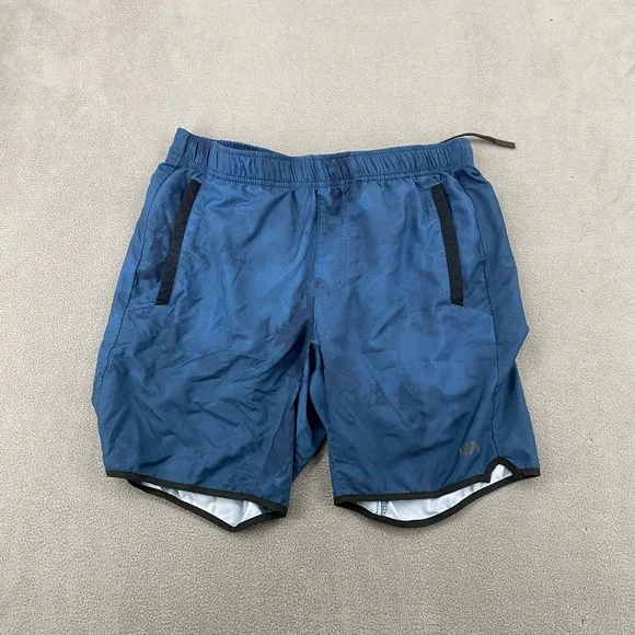 RVCA Mens Yogger Training Shorts Blue Camo Athletic Gym Running Size Small 7in