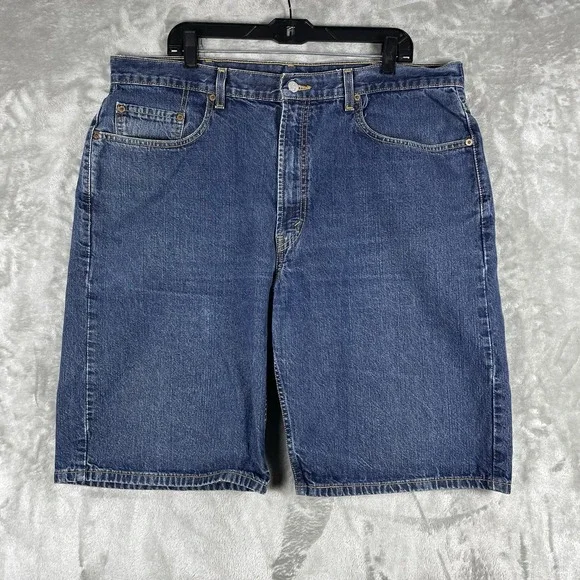 Vtg Y2K Levis 569 Denim Jean Shorts Mens 38x11 Jorts Worn-in Faded Distressed