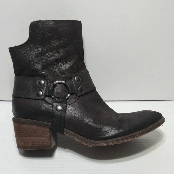 Donald J Pliner Western Couture Dasha Black Leather Harness Moto Ankle Boots 10M