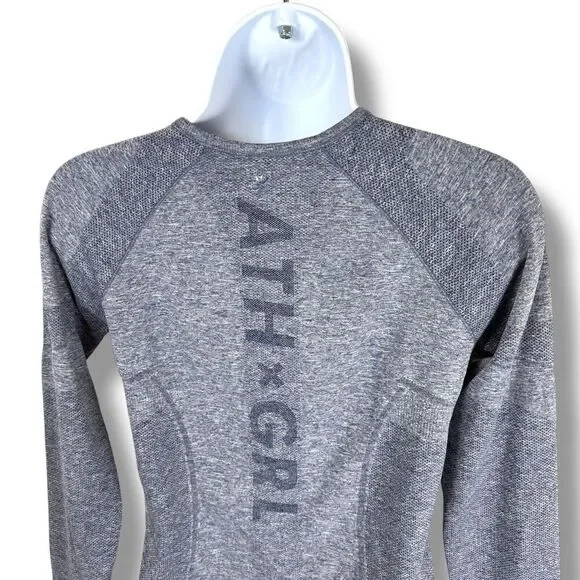 Athleta Girl Top Kids 12 Large Blue Heathered Long Sleeve Tech Thumb Holes