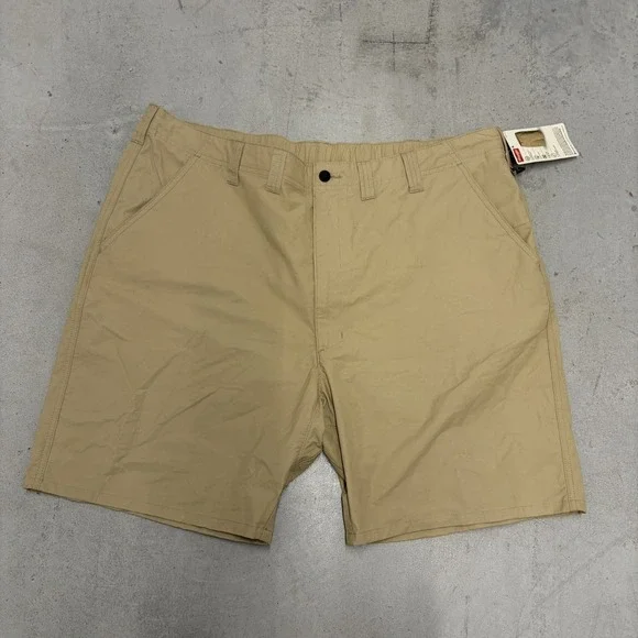 Wrangler Outdoor Shorts Mens 46 Beige Khaki Cargo Zip Pocket Cotton Chino Casual