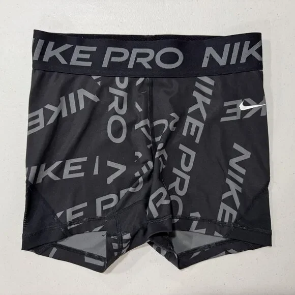 Nike Pro Compression Shorts Small Black Gray Logo Athletic Training FB6457-010