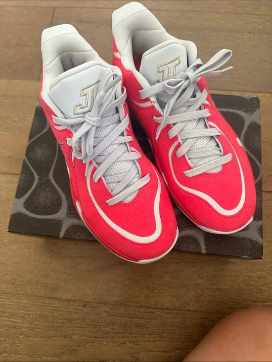 Jordan Tatum siren red Nike Sneakers with metallic silver logo
