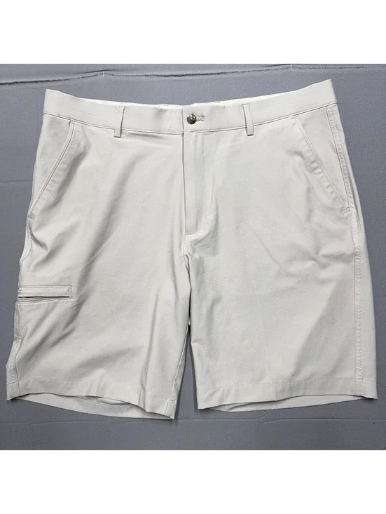 Greg Norman Mens Golf Shorts Polyester Solid 36 Beige Activewear Stretch