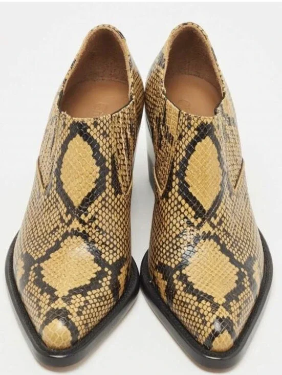 Chloé Rylee Snake Embossed Leather Booties-Black/Yellow