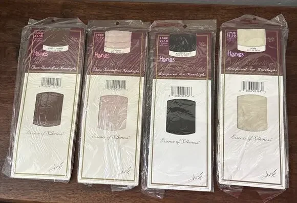 Hanes Silk Reflections Knee highs Pack of 2 Pairs Pearl Reinforced Toe Lot of 4