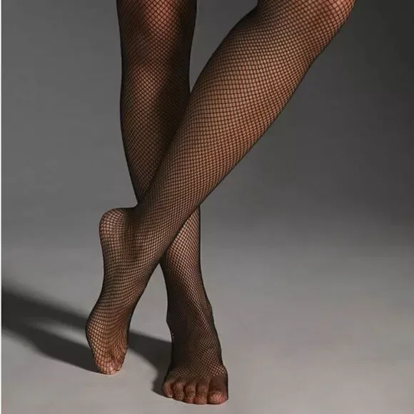 Anthropologie Black Fishnet Tights Medium