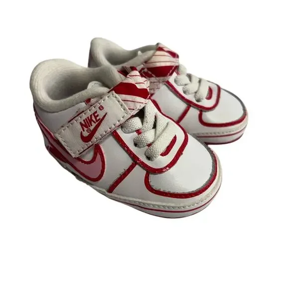 Nike Vandal Low Crib sneakers in white and red infant size 1C