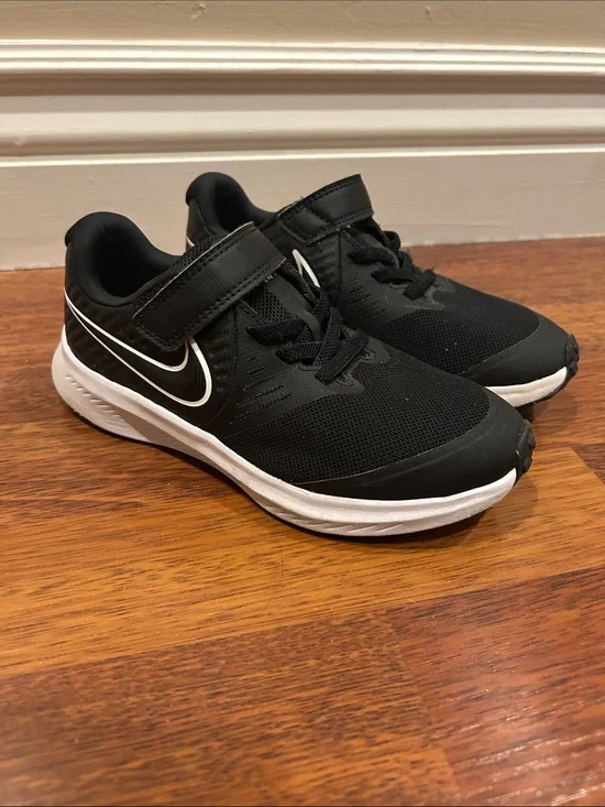 Nike Kids Black and White Velcro Athletic Sneakers