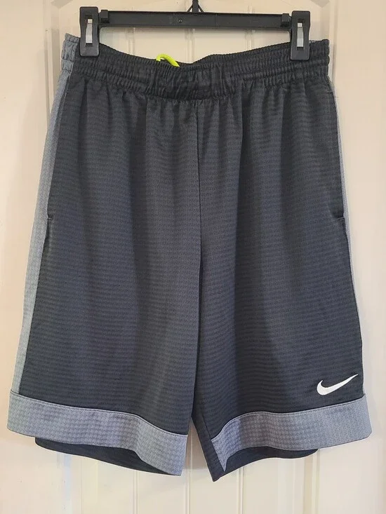 Nike Men's Black Athletic Shorts with Light Gray Accents Size L