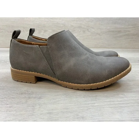 EuroSoft by Sofft Women's Grey Slip On Ankle Booties Low Block Heel 8.5 Shoes