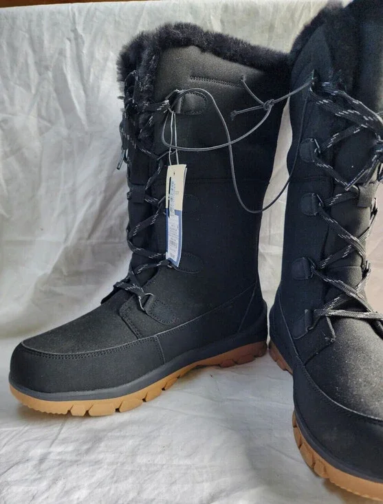 New Women Carla Tall Winter Boots Universal Thread Jet Black Water Proof Size 5