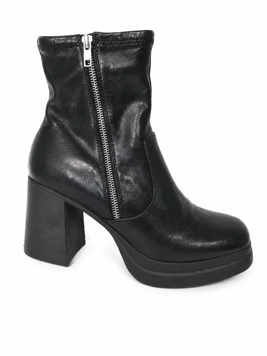Steve Madden Black Platform Zip Ankle Boots - Women