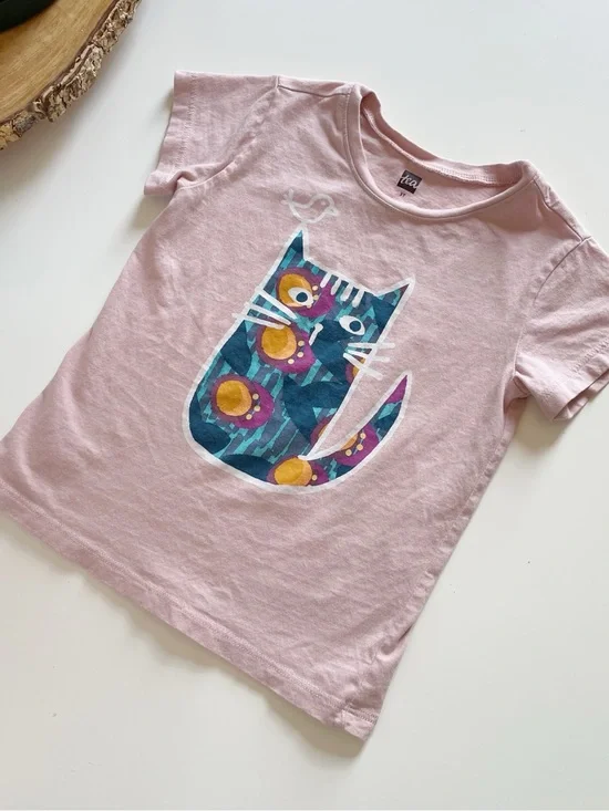 Tea Collection Light Pink Cat Graphic Tee | 3T