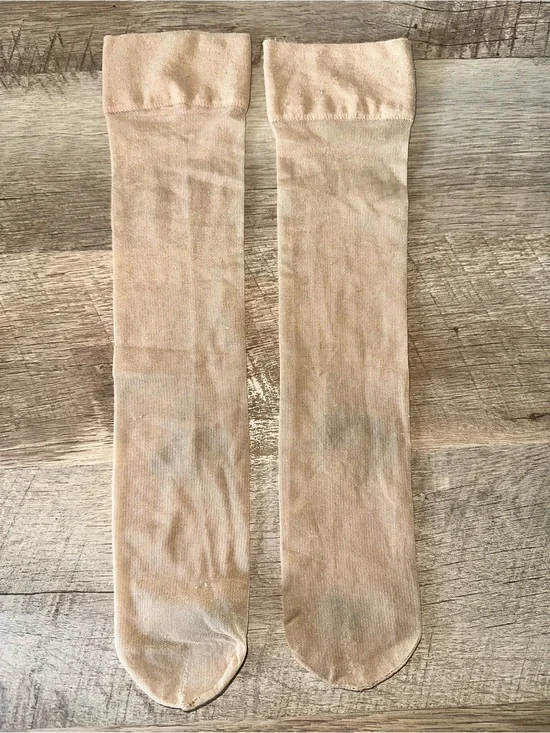 Sheer Beige Knee-High Stockings - Pair