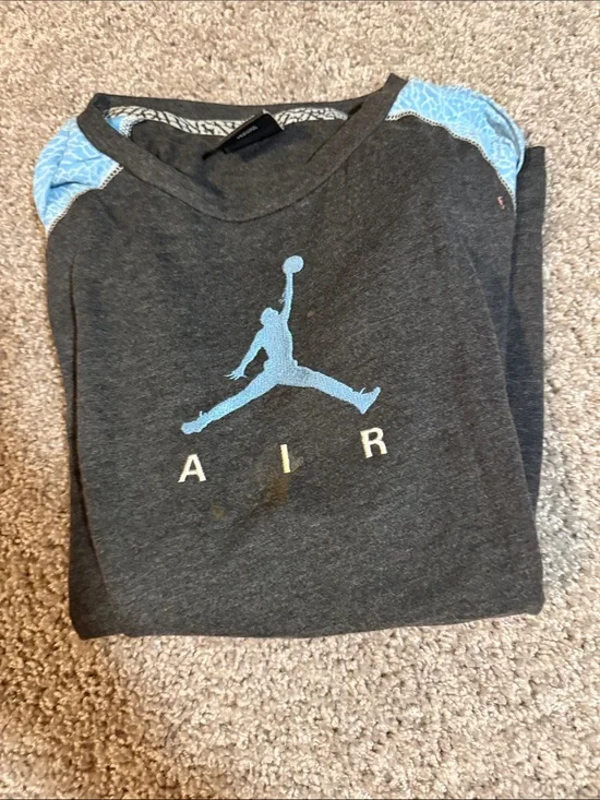 Nike Kids Charcoal Gray and Light Blue Jumpman AIR Sweatshirt