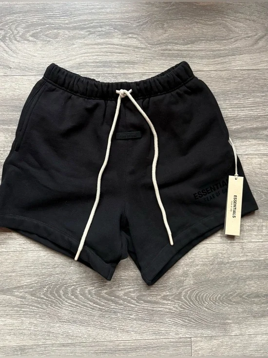 Fear of God ESSENTIALS Black Tee with Cream Hang Tag