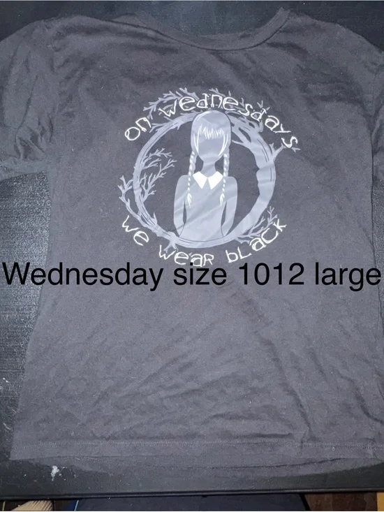 Wednesday We Wear Black Girls' Black Graphic Tee