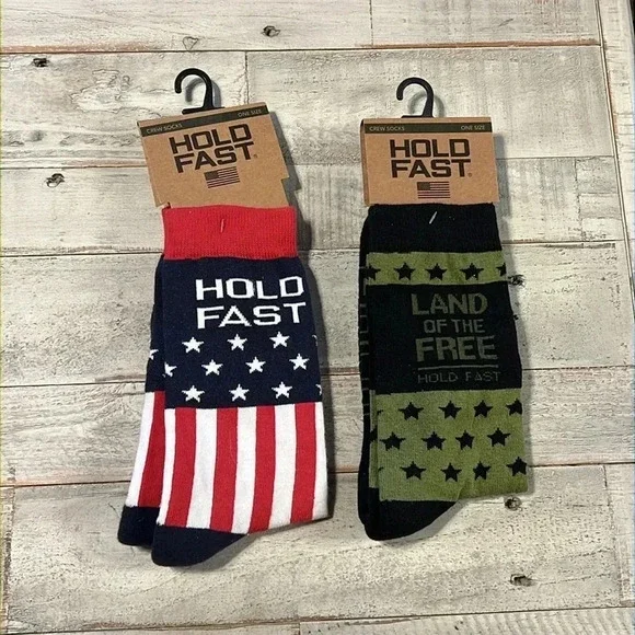 Hold Fast Crew socks bundle of 2 pair Patriotic land‎ of the free USA one size
