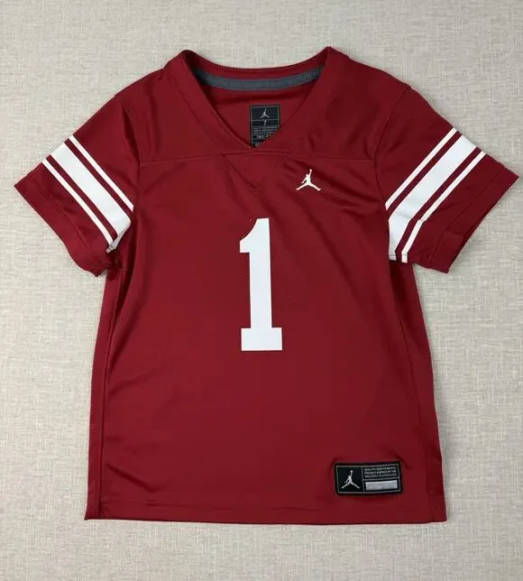 Jordan Oklahoma Sooners #1 Youth Football Jersey Red Dri-FIT Size 7 OU