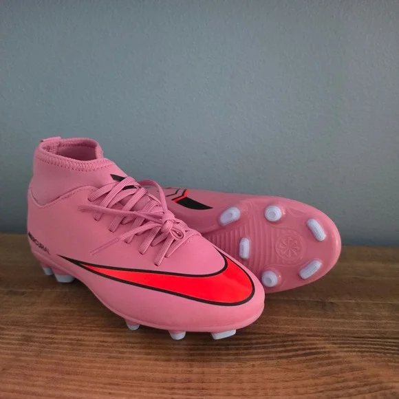 Nike Kids Soccer Cleats Jr Superfly 10 Club FG/MG  Pink Magic Flamingo 1Y