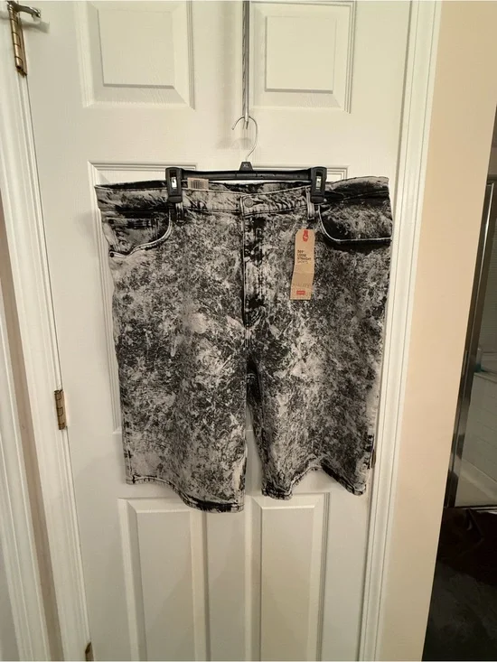 Levi's Black & Gray Acid-Wash Denim Shorts