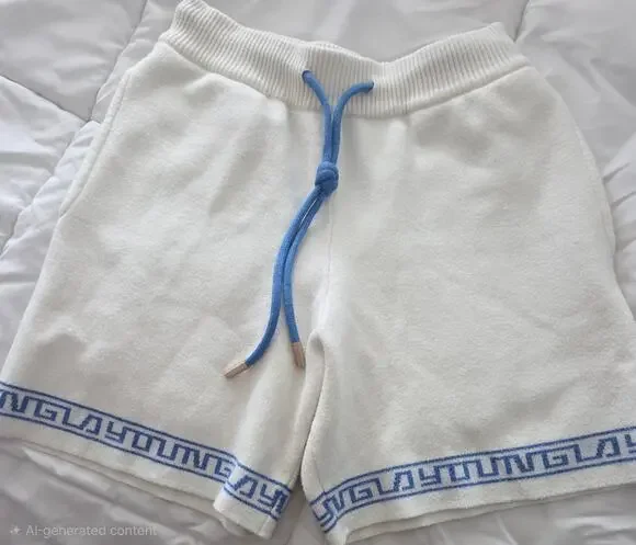 YoungLA Model 116 Cream Greek Key Towelling Shorts S