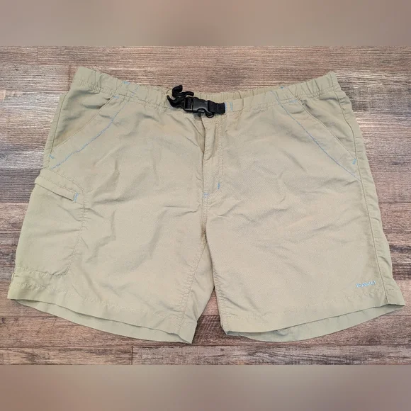 KAVU Men's Belted Hiking River Shorts Outdoor Hiking Casual Tan Quick Dry Sz XL