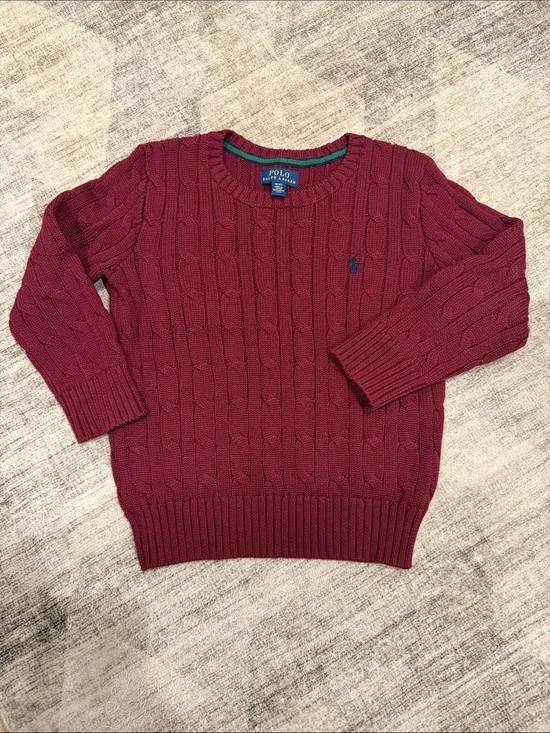 Polo by Ralph Lauren Crewneck Cable Knit Sweater - Wine