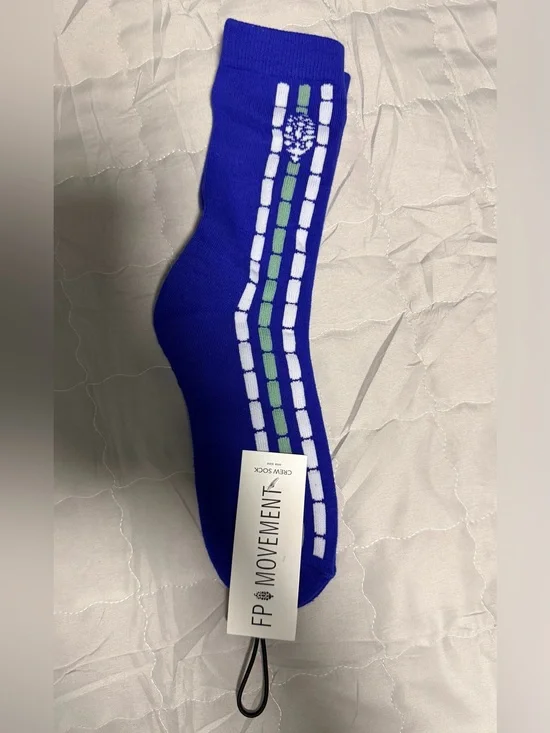 Free People Movement Fast Lane Crew Socks in Blue NWT