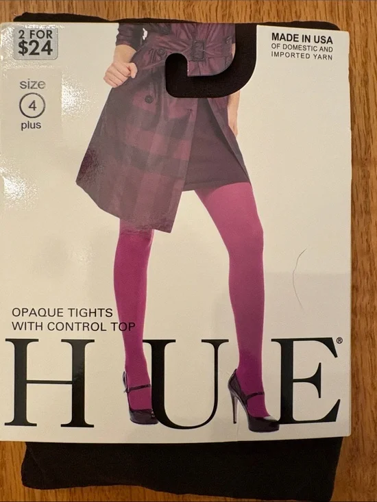 HUE Opaque Control Top Tights in Espresso Brown
