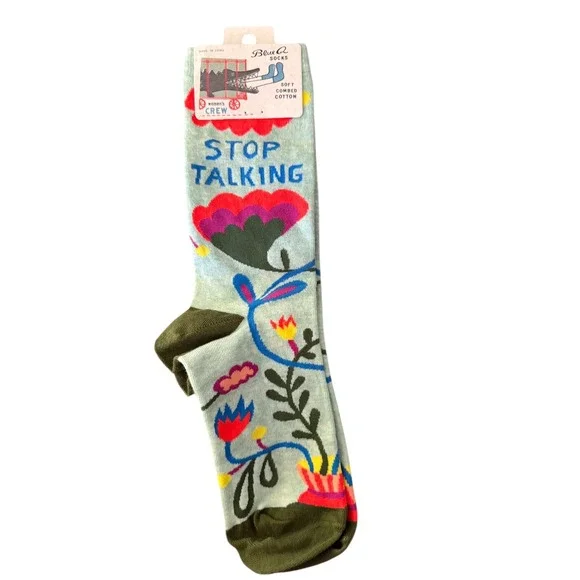 Blue Q Womens Crew Socks Stop‎ Talking Soft Combed Cotton Size 5-10