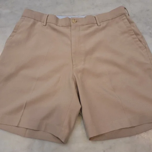 Peter Millar Golf Shorts Sz 36 Tan Khaki Performance Polyester Casual  7