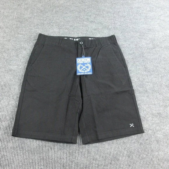 DIXXON Shorts Mens 36 Black Chino Cotton Spandex Drawstring Elastic 36x11.5* NWT