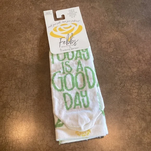 Febb’s TODAY IS A GOOD DAY Ankle Footie Socks Fits 6-11‎ NEW