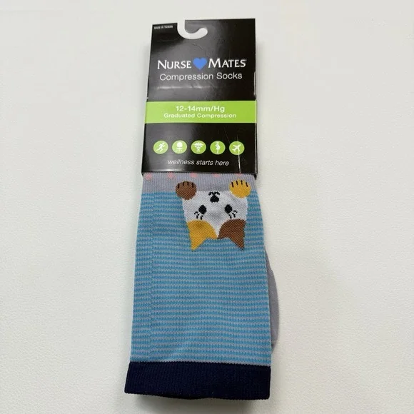 Nurse Mates Compression‎ Socks Peeking Kitty 12-14 mm/hg Graduated Compression