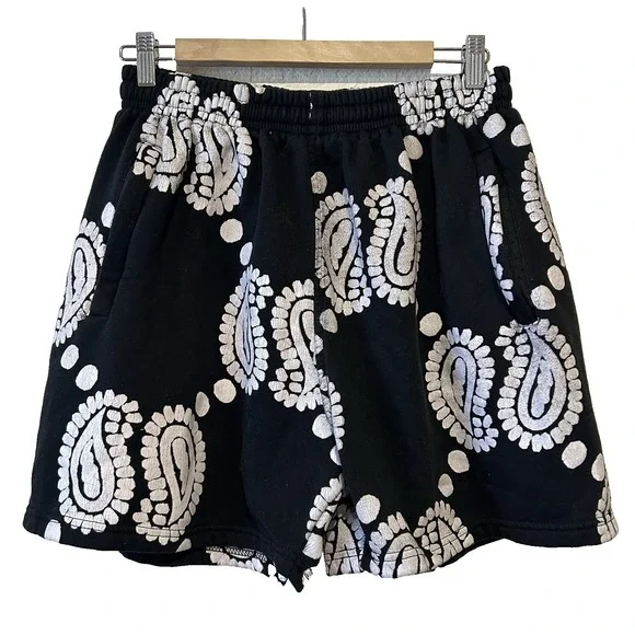 Collect & Select Paisley Black Sweat Shorts Basketball Swingman Warm Up Size L