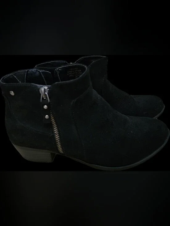 torrid Black Suede Ankle Boots with Side Zip