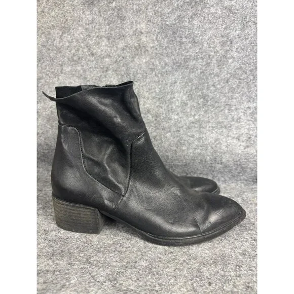 Paul Green Boots Womens Size UK‎ 3.5 Black Leather Ankle Side Zip Pointed Toe