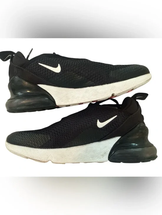 Nike Air Max 270 Kids Black White Running Sneakers - Size 2.5Y