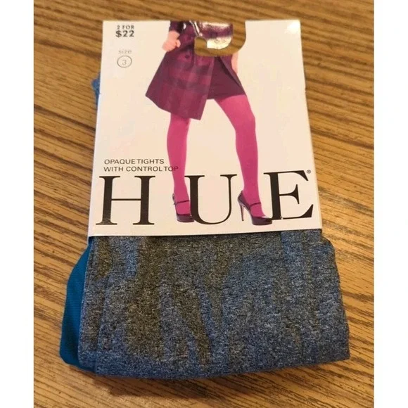 Hue Opaque Tights Control‎ Top Size 3 New In Package Galaxy Heather Grey