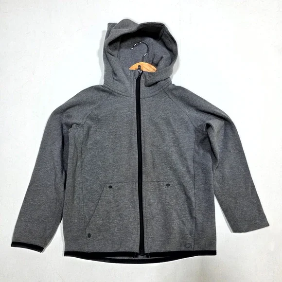 GapFit Full Zip Hoodie Kids Size S 6-7 Gray Heathered Athletic Sweatshirt Jacket