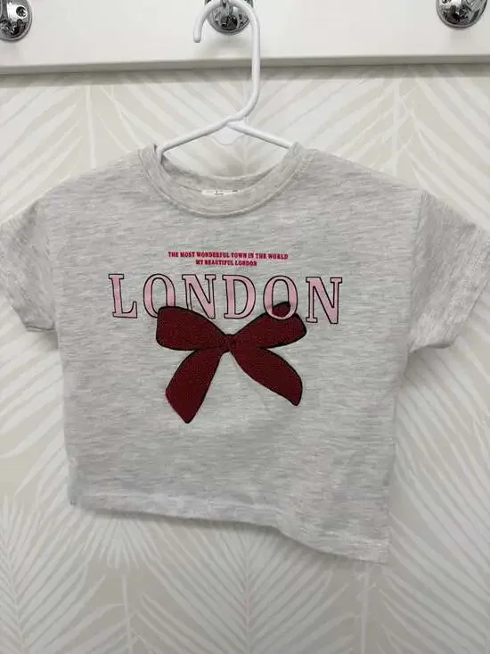 Zara Toddler Girls London Graphic T-Shirt with Bow Detail