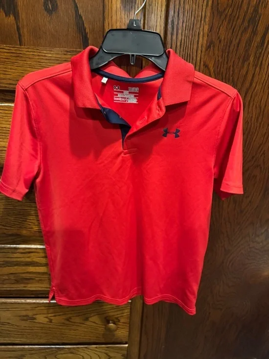 Under Armour Red Polo with Navy Accents