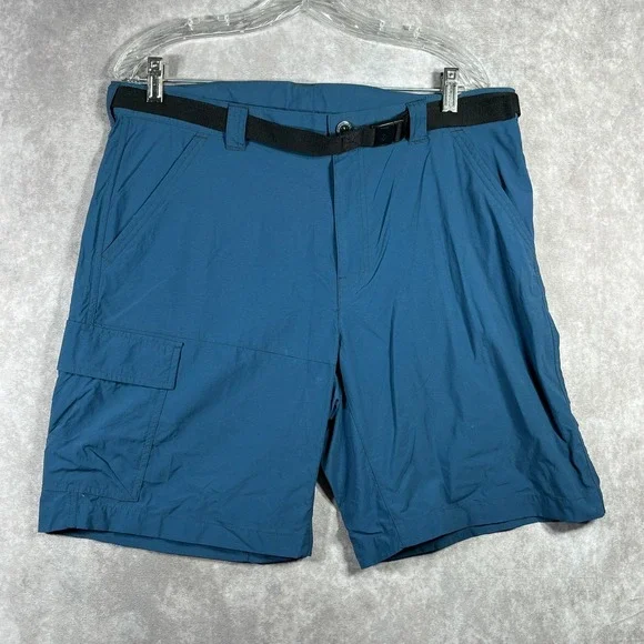 Columbia Battle Ridge Shorts Mens Size 36X9 Blue Cargo Pockets Belted Outdoor
